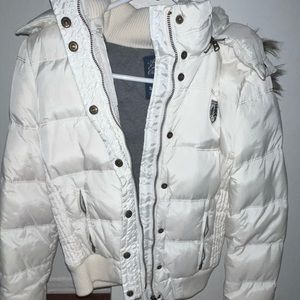 American Eagle White Bomber Jacket